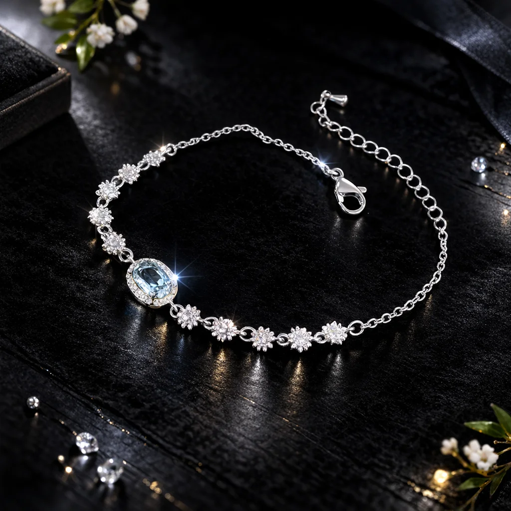 Sapphire Blue Crystal Tennis Bracelet (A7)