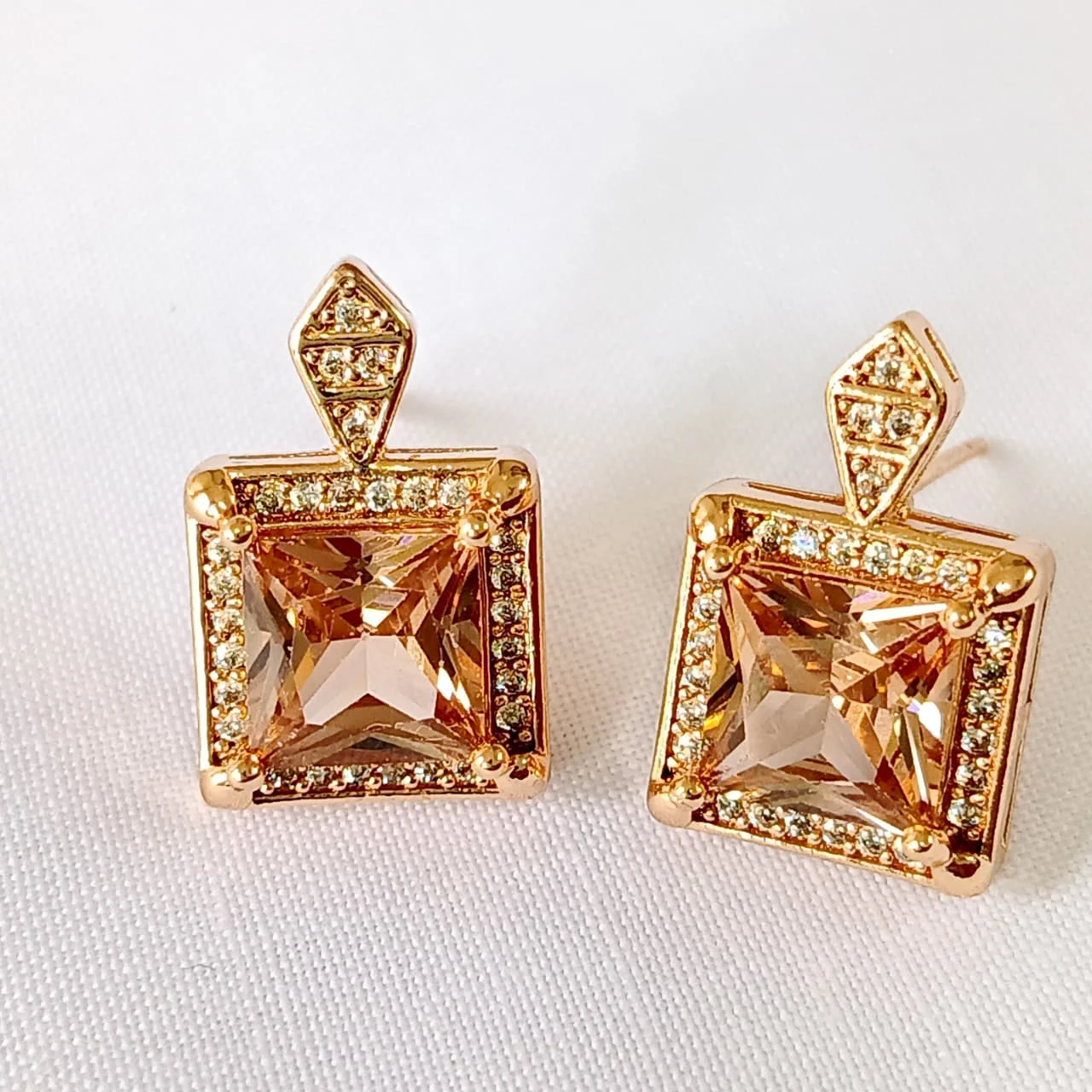 Square Halo Crystal Stud earrings, alternate product view 3