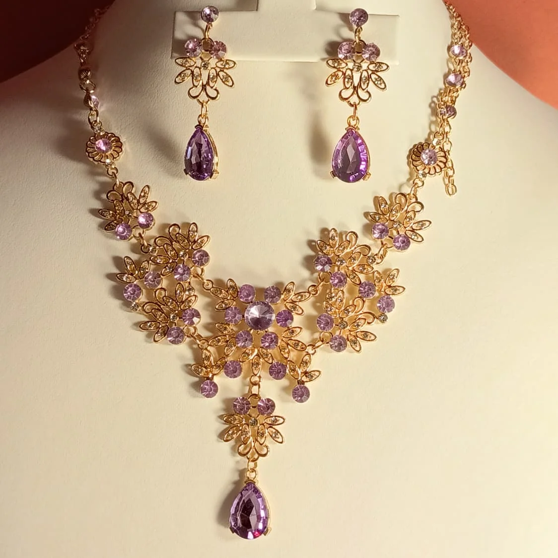 Violet Purple Bridal Statement Set - Image 1