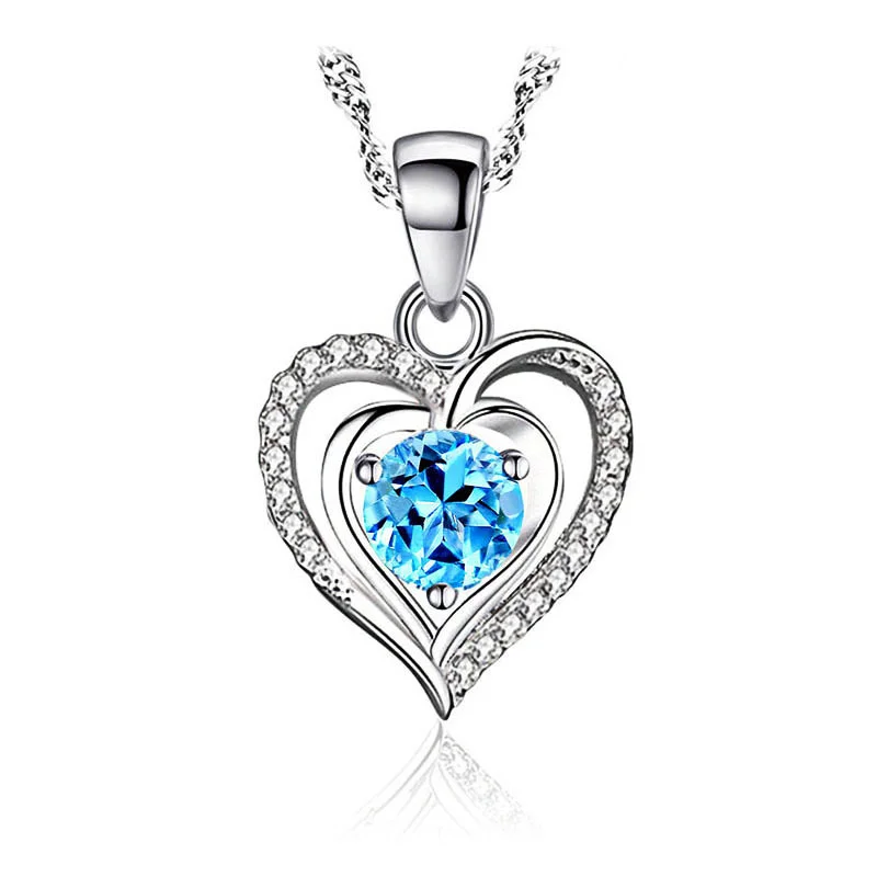 Ocean Blue Solitaire Pendant
