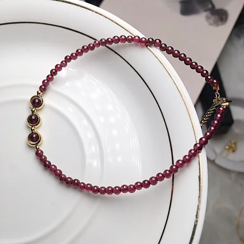 Garnet Red Bowknot Dainty Bracelet