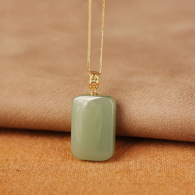 Jade Serenity Amulet Necklace (Cyan)