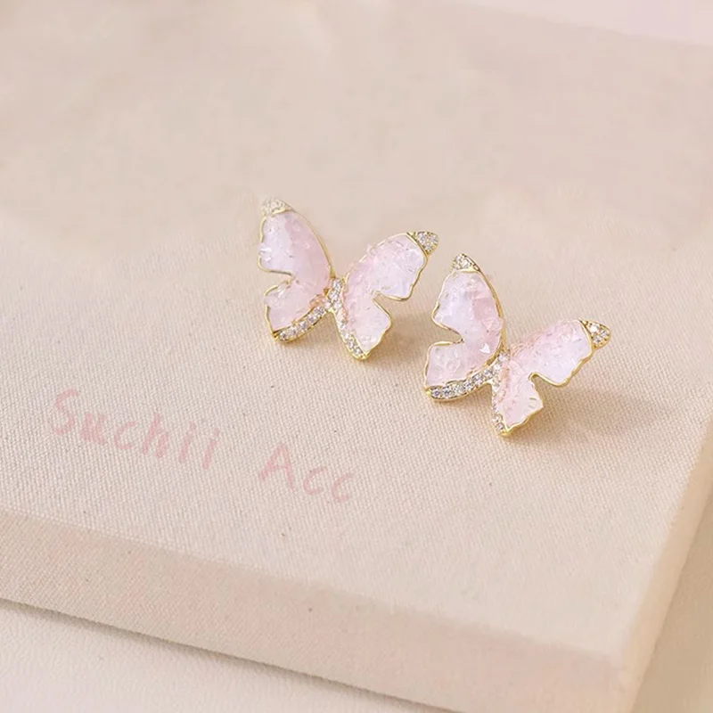 Fairy Core Pink Butterfly Studs - Image 1