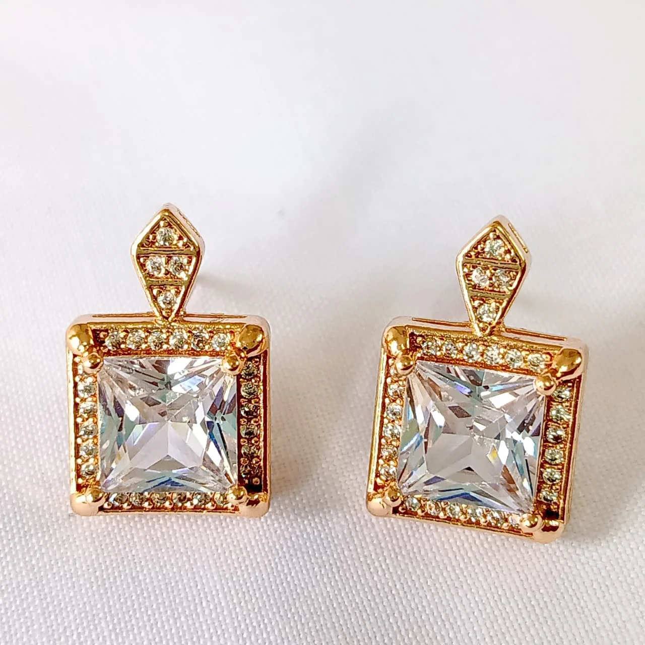 Square Halo Crystal Stud earrings, alternate product view 5
