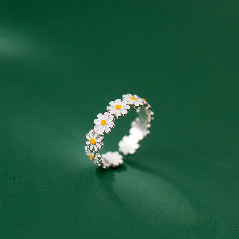 Silver Flower Bud Adjustable Ring
