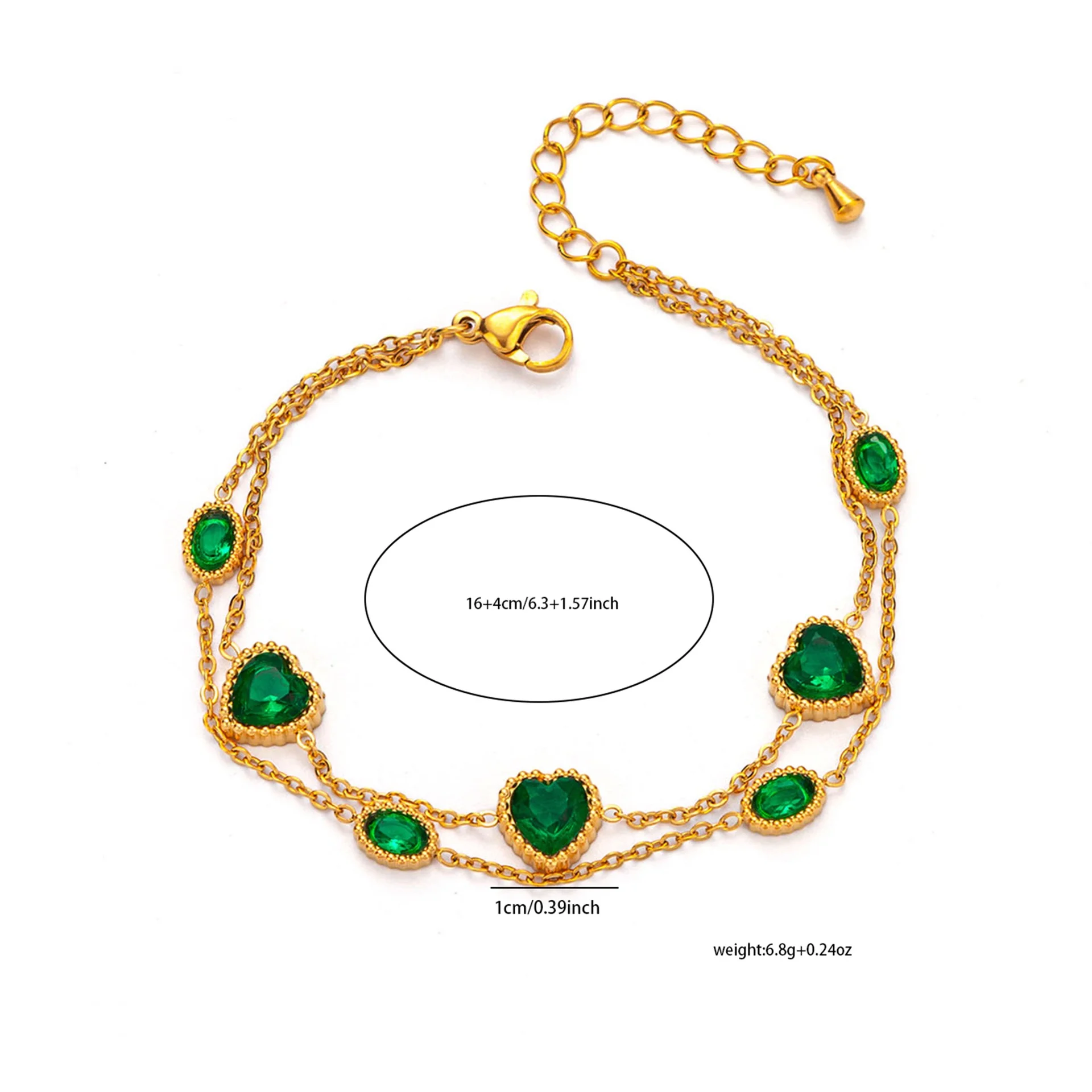 Emerald Green Oval Link Stacking Bracelet