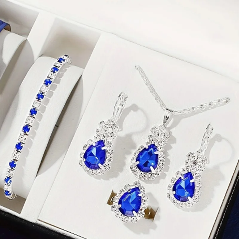 Raindrop Crystal Jewelry Set (Blue)