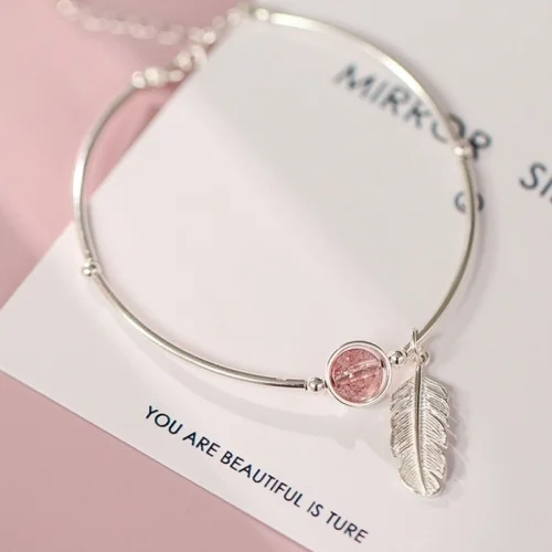 Strawberry Quartz & Bell Charm Bracelet