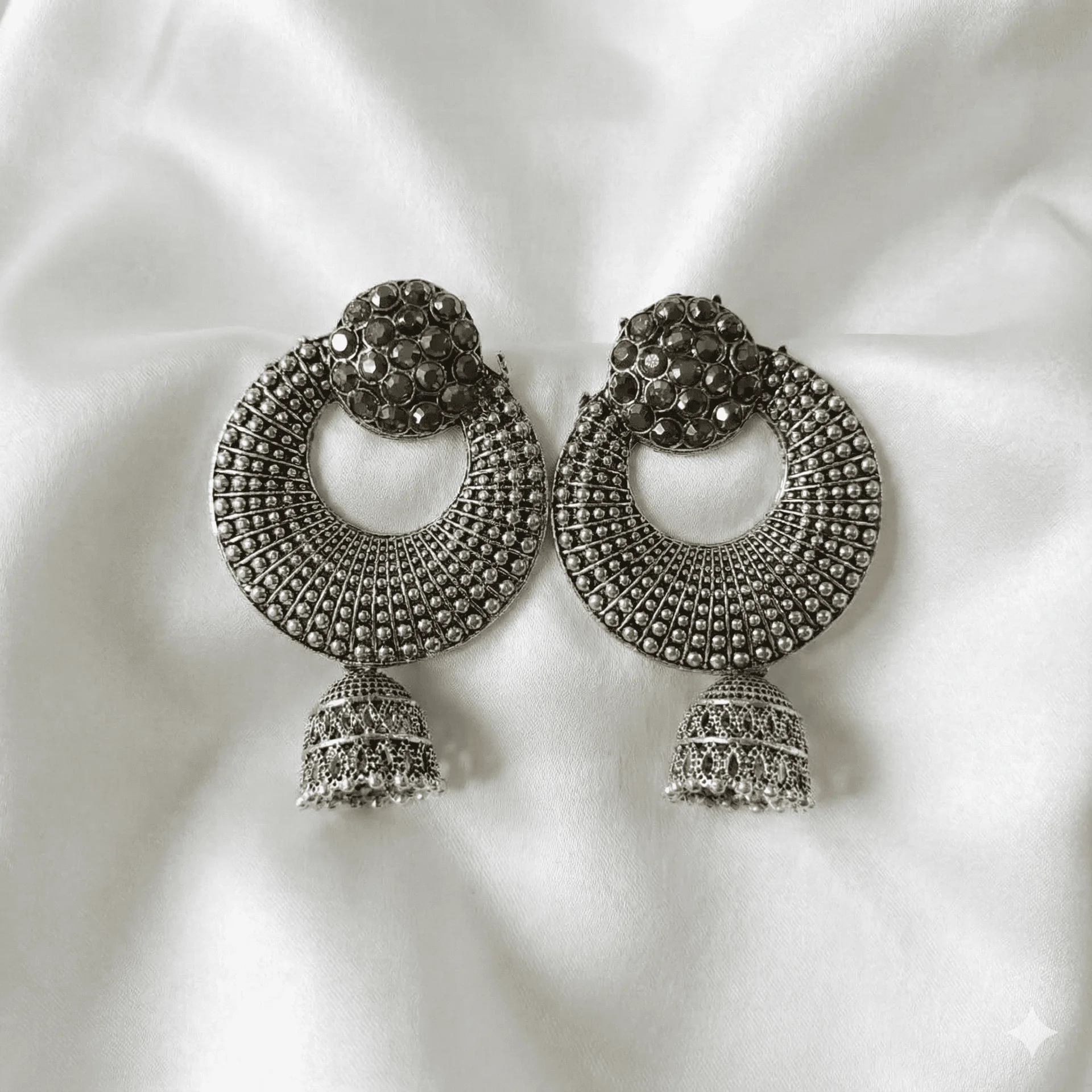 Silver Hoop Jhumka earrings product photo