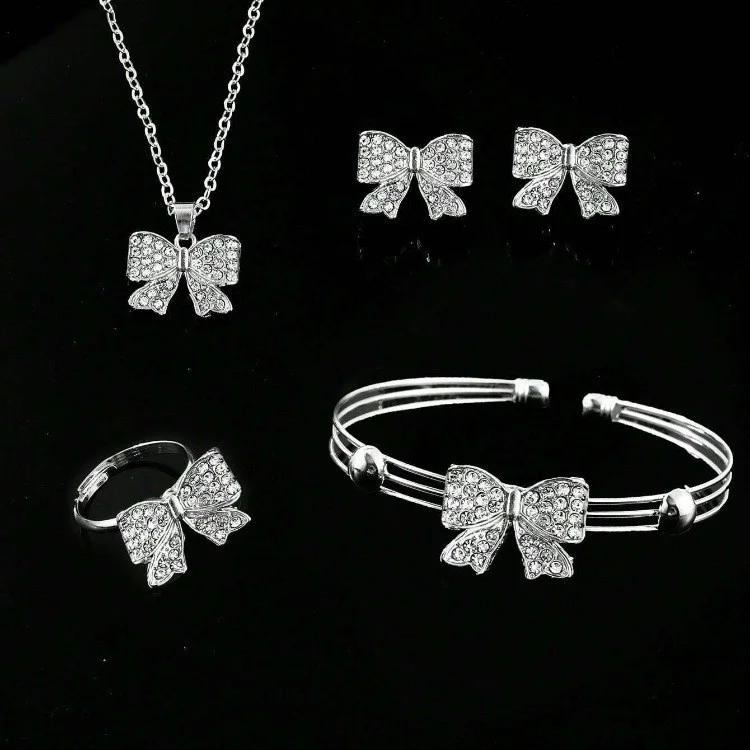 Silver Bowknot Bangle Set
