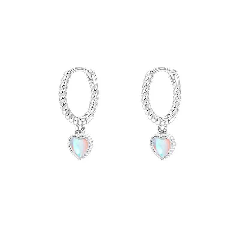 Moonstone Heart Twist Drop Earrings