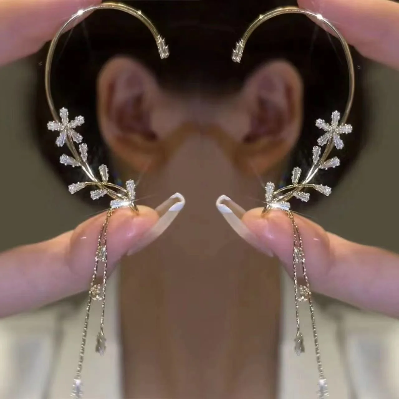 Tassel Drop Ear Cuffs (Gold Style 4)