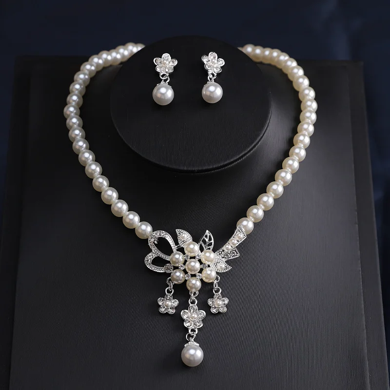 French Baroque Pearl Bridal Set (Silver)