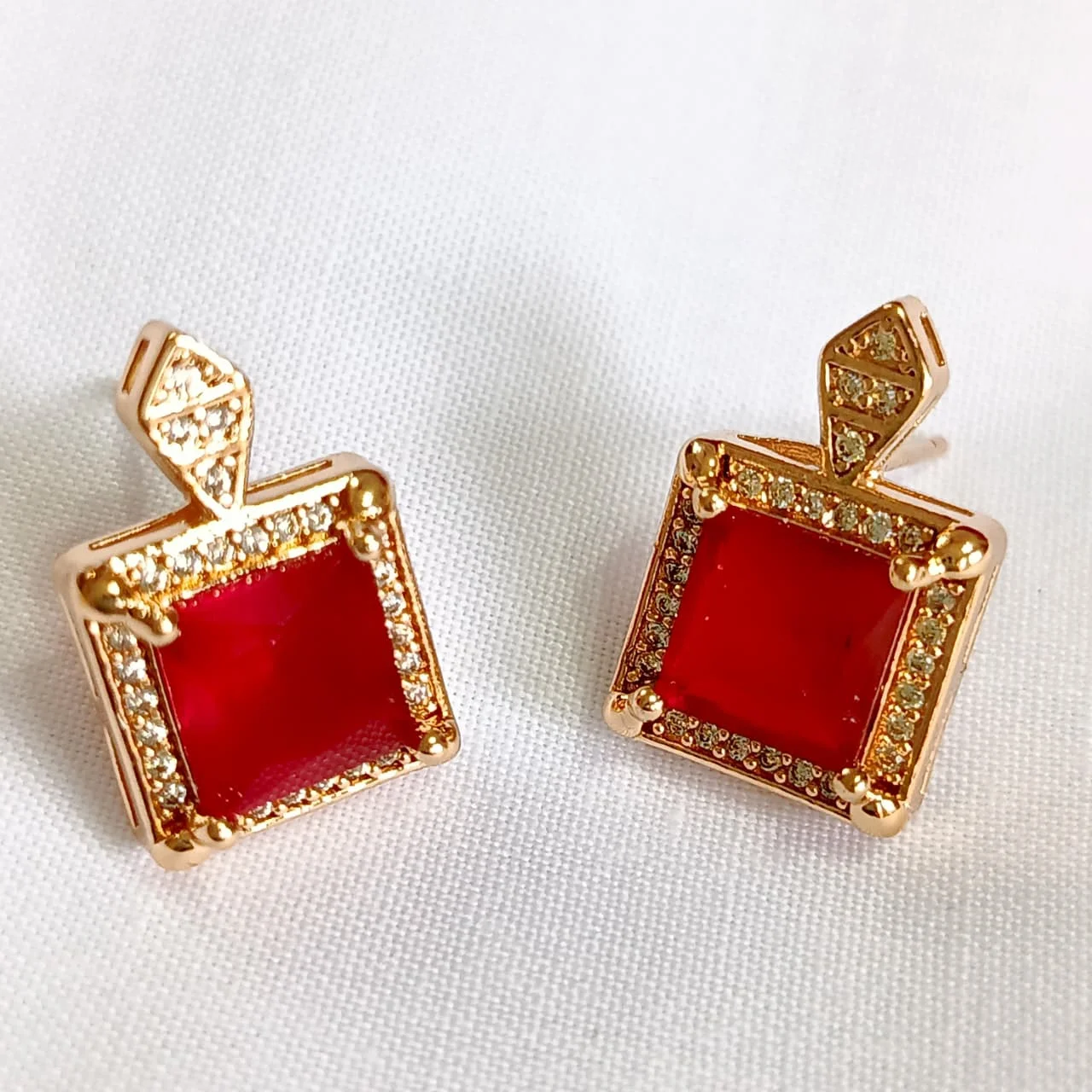 Square Halo Crystal Stud earrings product photo