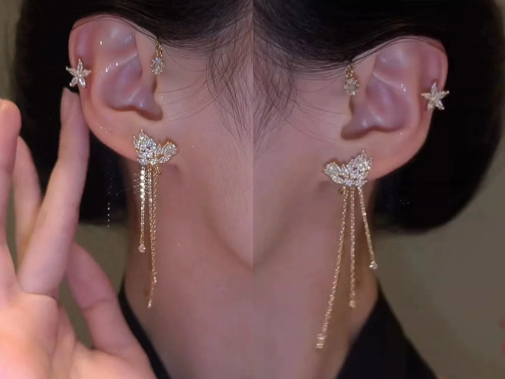 Tassel Drop Ear Cuffs (Gold Style 5)
