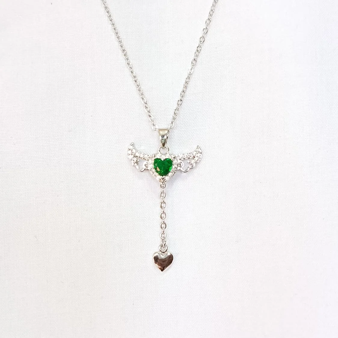 Emerald Winged Heart Necklace product photo