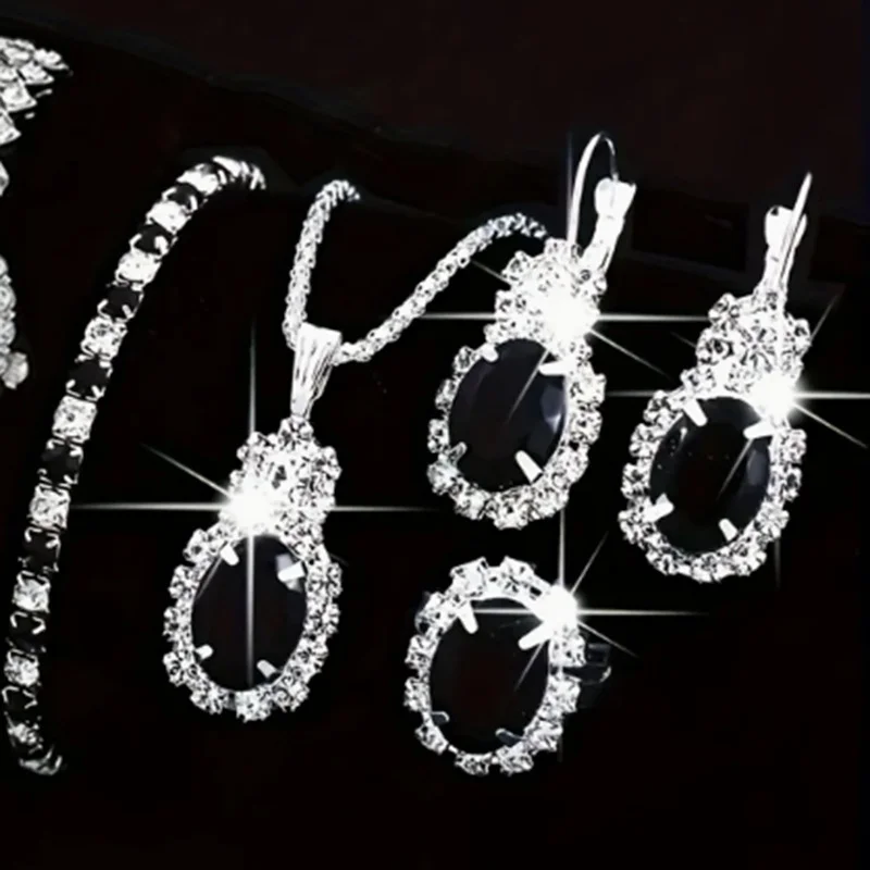 Midnight Black Oval Jewelry Set