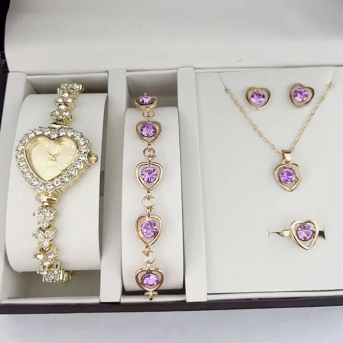 Crystal Heart Sparkle Set - Purple/Gold