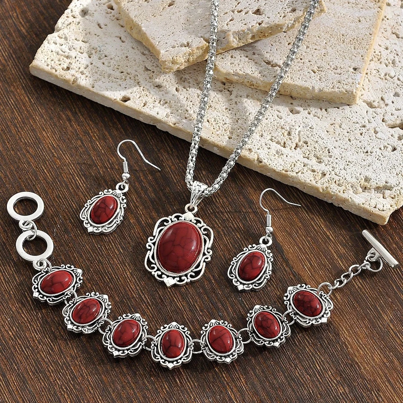 Turquoise Boho Ethnic Set (Red)