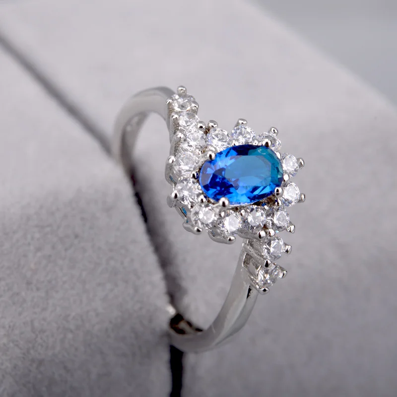Navy Blue Oval Gem Open Ring