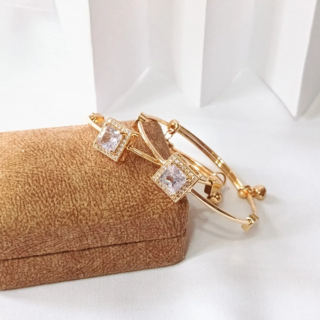 Halo Crystal Adjustable Bangles - Set of 2 - Image 2